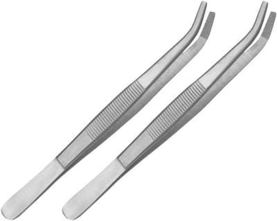 Set van 2 gebogen technische pincetten - 14 cm - modelbouw en elektricien pincetten - roestvrij staal voor precisiewerk