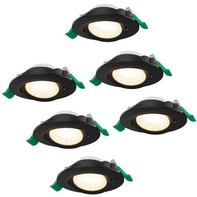 HOFTRONIC set van 6 prado dimbare led inbouwspots rond – 6 watt 570 lumen cct instelbaar 2700k 4000k 6000k – kantelbaar – zwart kunststof – ip20 – inbouwspots plafond woonkamer keuken