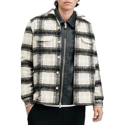 AllSaints Lapse Ls Shirt Black/grey Maat: S | Casual Overhemden Outlet | Heren | Zwart