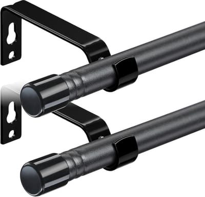 Gordijnroedes Set - Roedes voor gordijnen - Raambekleding Ophangen - Stevig Splitsontwerp - 76-158 cm - Mat Zwart