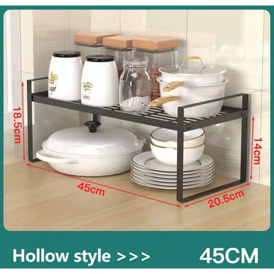Support à condiments de cuisine, support de rangement de table, support de rangement de table, organisateur de maison, compartiment d'armoire, support de rangement, plaque d'égout, support de poêle 45cm noir