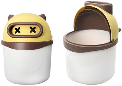 Mini Afvalbak Set - Prullenbak Kinderkamer - Bureau Opruimen - Met Schommeldeksel - 21 cm Hoog - Wit