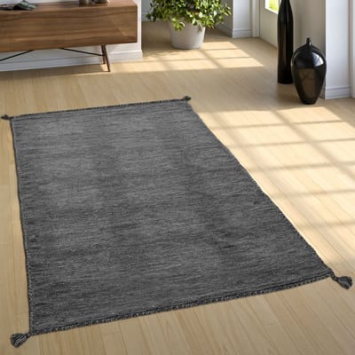 Paco Home Natuurvloerkleed Met Franjes Voor De Woonkamer, Modern Handgeweven Kelim, 100% Katoen 160x220 cm
