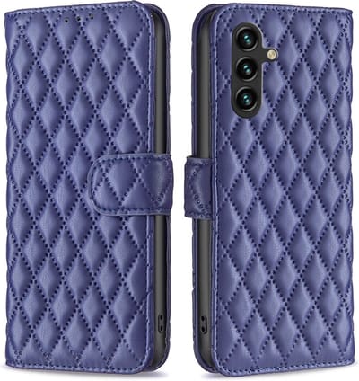 BINFEN Hoesje - Geschikt voor Samsung Galaxy A15 Hoesje - BINFEN Rhombus Book Case - Blauw