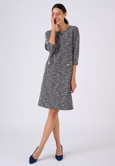 Damart - Tweed jurk - Dames - Blauw - 46