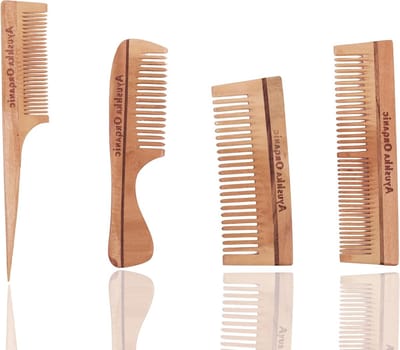 Houten Haarkam - Kam Mannen Vrouwen - Haar Ontwarren - Handgemaakt Natuurlijk Hout - Compact Reisformaat - Houtkleur