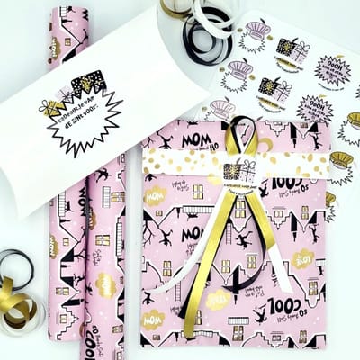 Sinterklaas 38-delige Inpakset - Cadeaupapier Inpakpapier - Roze Goud Cadeaupapier - Cadeauzakjes Stickers