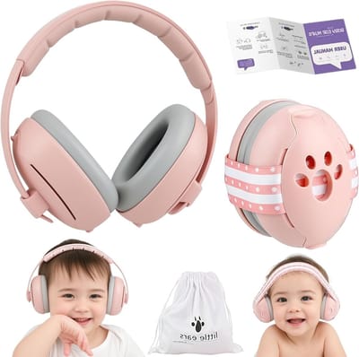 Geluidsbescherming voor baby's met verstelbare oorbeschermers tot 48 maanden, 25 dB demping, ideaal voor slapen en reizen