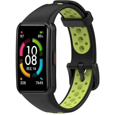 Compatibel voor Huawei Band 6 voor Honor Band 6 TPU Waterdicht Horlogebandje Tweekleurig black