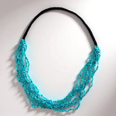 Cavill - Turkoois Halsketting 247,5 ct - Leer Geregen - Meerstrengs Boho Chic - Elegante Turquoise Ketting voor Dames - Vintage & Modern