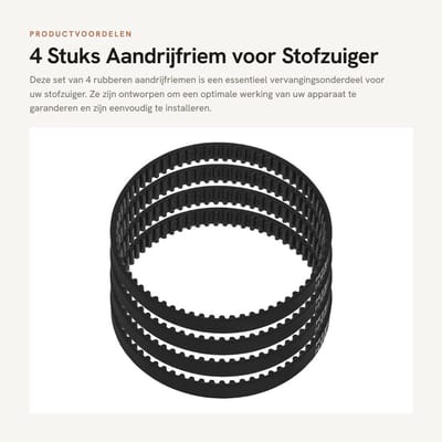 Dailygoods- Aandrijfriem Rubber - 4x Stofzuiger Aandrijfriem - Vervangt 1313607700/1113453000 - Gesloten Lus - 6,5 mm Breedte - 207 mm Binnenomtrek - Stofzuigerriem