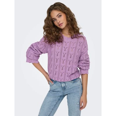 Jacqueline de Yong Trui Jdymarie L/s O-neck Dot Pullover Kn 15343843 Sheer Lilac Dames Maat - M