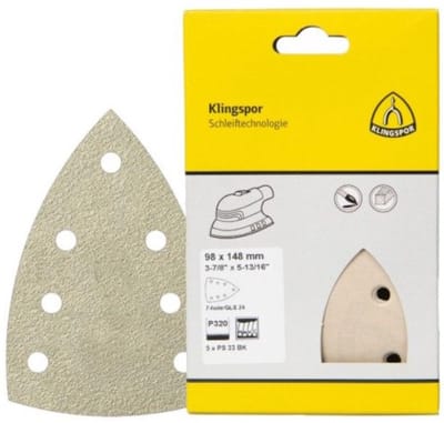 Klingspor Schuurpapier Driehoek K80 - 5 Stuks - Klingspor - 98x148 / 100x150 mm