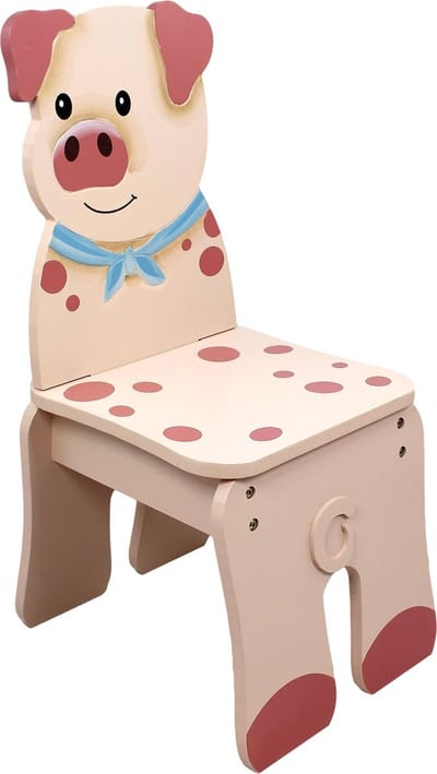 Teamson Kids Houten Stoel Voor Kinder - Kinderslaapkamer Accessoires - Varken Ontwerp
