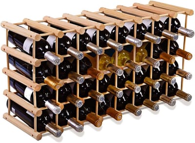 Wijnrek voor 36 flessen van massief grenen - Minimalistisch en modern design, stapelbaar, ideaal voor thuis of bar