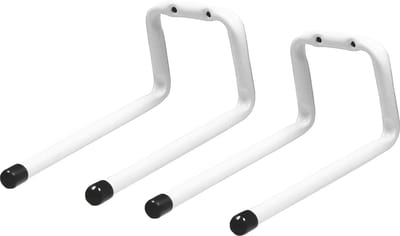 Amig Garage wand/muur ophanghaken - 2x - metaal - wit - H12 cm x L19 cm