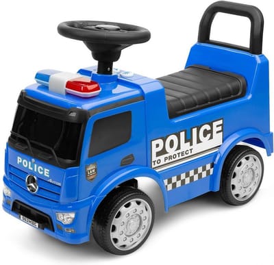 Baby Mix Mercedes loopauto met licht en geluid blauw - Politieauto