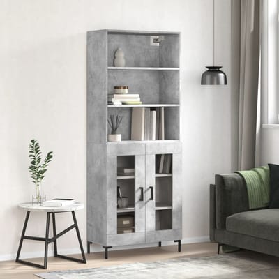 vidaXL - Hoge - kast - 69,5x34x180 - cm - bewerkt - hout - betongrijs