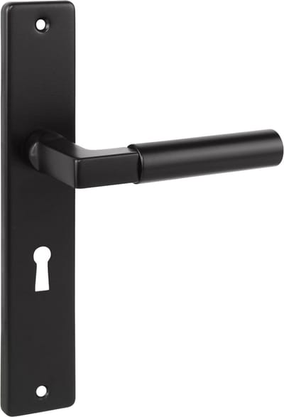 Karwei - deurkruk set Stefano - recht schild - sleutelgat 56 mm - zwart - aluminium
