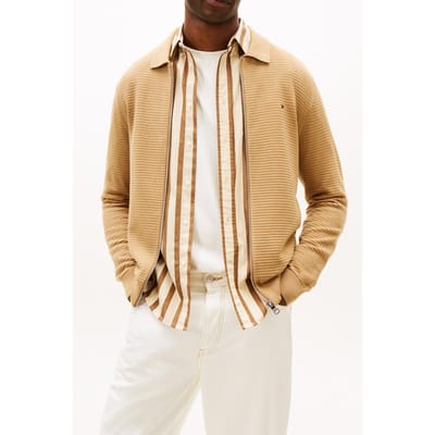 Tommy Hilfiger Seasonal Structure Zip Sweater Safari Canvas Taglia: M | Cardigan Outlet | Uomo