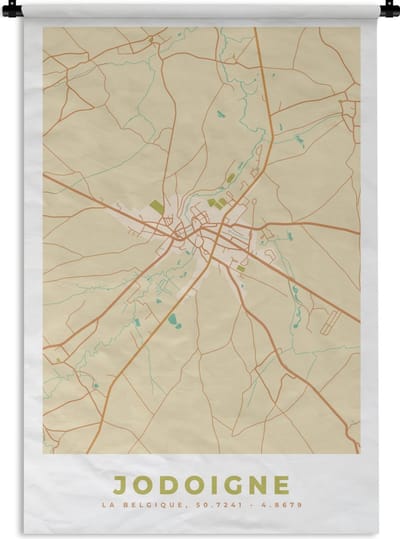 Wandkleed - Wanddoek - Stadskaart - Plattegrond - België - Kaart - Jodoigne - 120x180 cm - Wandtapijt