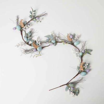 Homescapes Paasslinger blauw-lila - decoratieve slinger met paaseieren en decoratieve konijntjes
