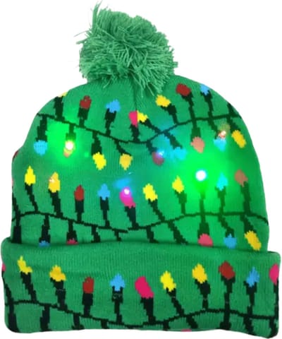 Livano Kerstmuts - Volwassenen - Kerst - Kertsman - Winter - Warm - Christmas - Groen - Met Lichtjes