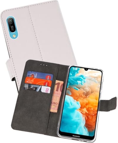 Booktype Telefoonhoesjes - Bookcase Hoesje - Wallet Case - Geschikt voor Huawei Y6 Pro 2019 - Wit