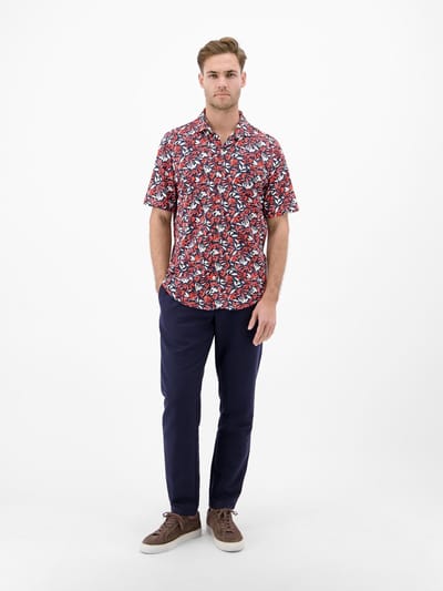LERROS Overhemd met korte mouwen van 100% katoen, met bloemenprint , Maat: XL , Kleur: VIVID RED , 100% katoen