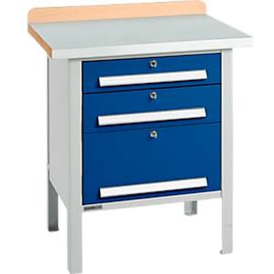 Box-type werkbank Schäfer Shop Select PWi 75-7, beuken decor multiplex blad, met stalen afdekking, tot 750 kg, B 750 x D 700 x H 840 mm