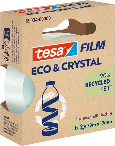 Plakband Tesa eco&crystal 59034 19mmx33m transparant blister | 10 stuks