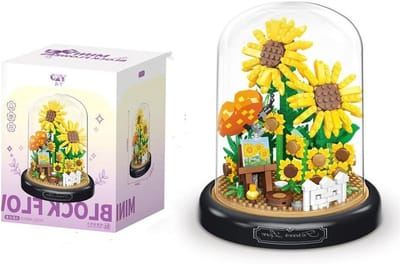 Building Box, Flower and Plant Toys Building Blocks DIY Building Decoration Bouquet Collection Botany Creative Gift with Dust Cover (558 Pieces)