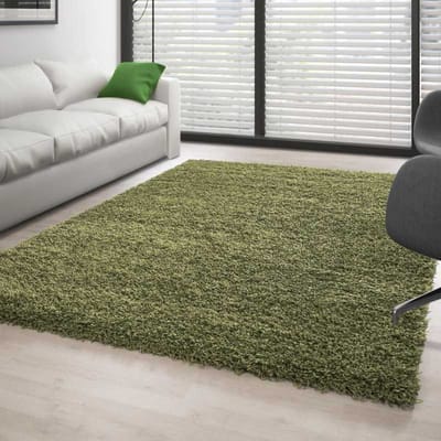 Hoogpolig vloerkleed, effen groen 80x250 cm