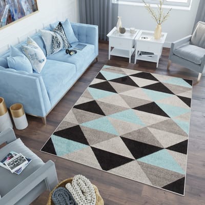 Tapiso Lazur Vloerkleed Grijs Zwart Blauw Modern Abstract Tapijt Maat- 120x170