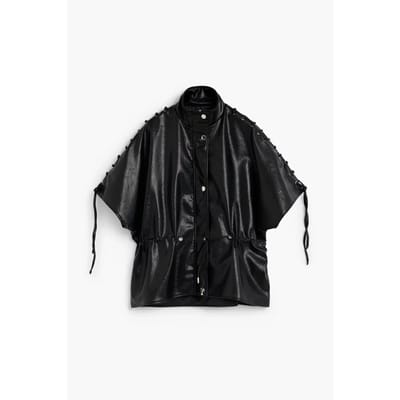 Leren poncho met koorden vrouw Desigual