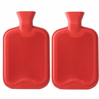 Grote Warmwaterkruik Set van 2 - 2L Duurzame Rubber Bedfles voor Pijnverlichting en Warmte