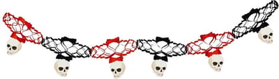 Fiestas Halloween/horror thema feestslinger - doodskop - papier - 200 cm - griezelige feest versiering
