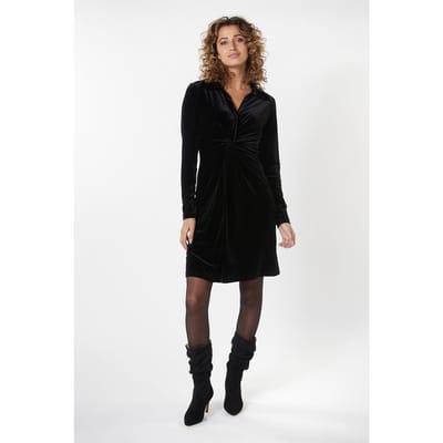 EsQualo Dress Wrap Velours Black Maat: S | Midi Jurken Outlet | Dames | Zwart