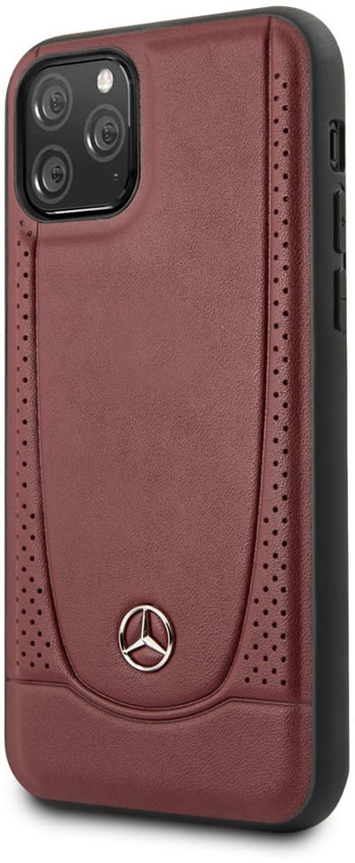 Mercedes-Benz Back Cover - iPhone 11 Pro - Rood - Echt Leer - Geperforeerd Design
