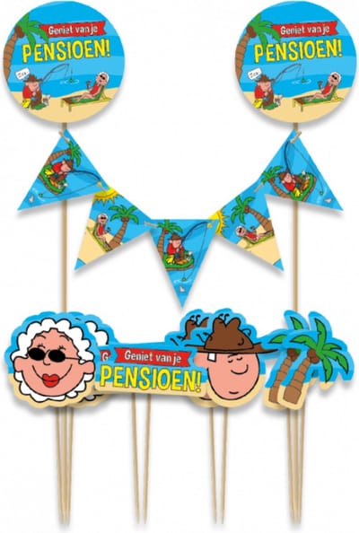 Paperdreams - Taartdecoratie set pensioen - 9 stuks