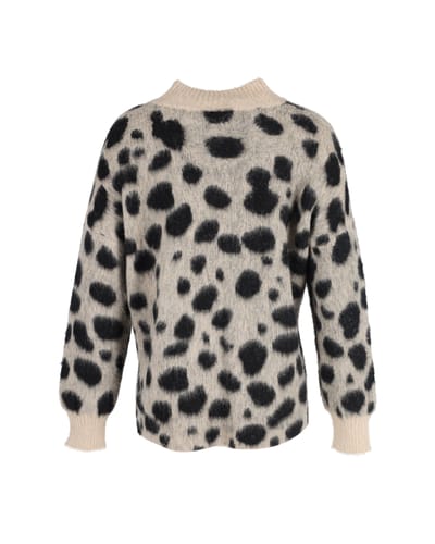 Hugo Boss Fellyna Jacquard Dierenprint Sweater in Beige en Zwart Nylon