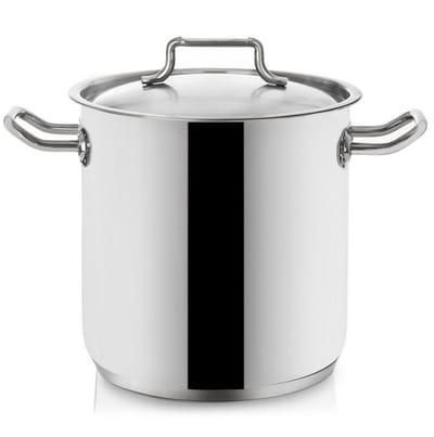 Orion - Stalen Pan met Deksel - 24 cm - 11L - Hoogglans Gepolijst