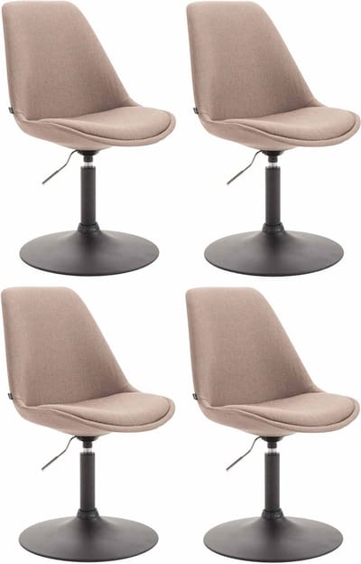 CLP Maverick Set van 4 Eetkamerstoelen - Stof taupe zwart