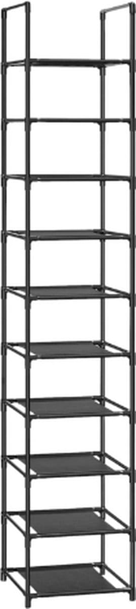 MIRA Home - Schoenenrek - Schoenenkast - Opbergrek - Schoenen - Zwart - 33x33x173