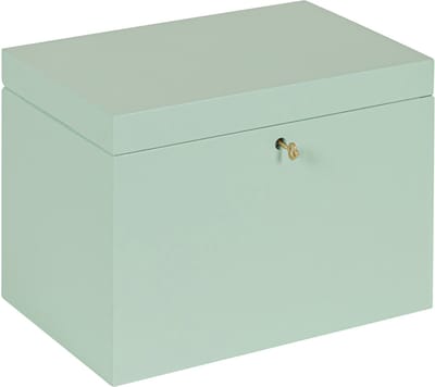 HAUDT® Kistje met slot BAS Tijm - 29 x 20 x 21 cm - houten kist met slot - incl. koperen sleutel - zacht groene opbergkist