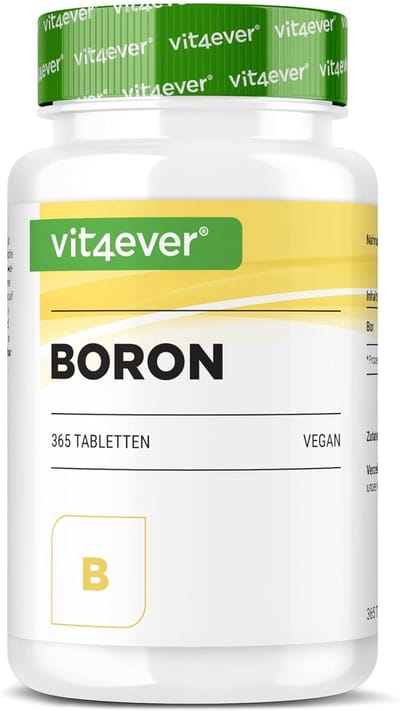 Boron - 3 mg zuiver boor per tablet - 365 tabletten in jaarvoorraad - laboratorium getest (gehalte aan werkzame stoffen en zuiverheid) - zonder ongewenste toevoegingen - hoge dosering - veganistisch | Vit4ever