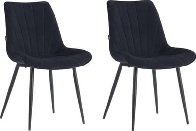 Colenis® - Lesedi Eetkamerstoel - Set Van 2 - Zwart - Velvet