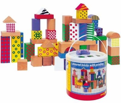 Woody Woody 50 houten blokken stip/streep90906
