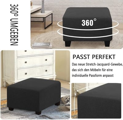 Rekbare Vierkante Poef Hoes - Wasbare en Antislip Opberghoes voor Voetenbank 60x60cm