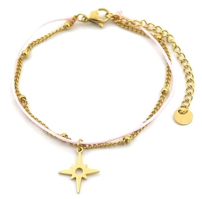 Armband Dames - Ster - RVS - Lengte 16-19 cm - Goudkleurig